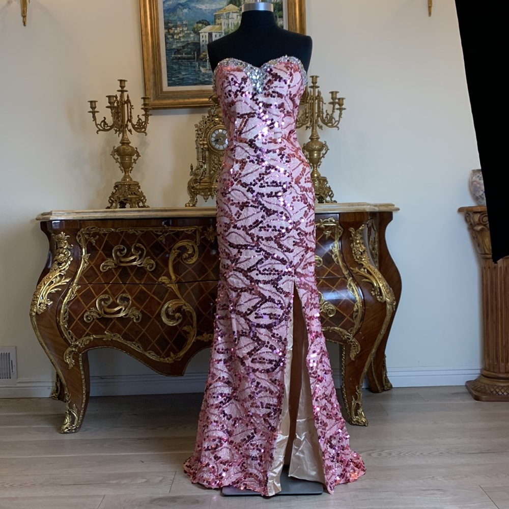 Women’s lace all over sequins evening formal prom dress